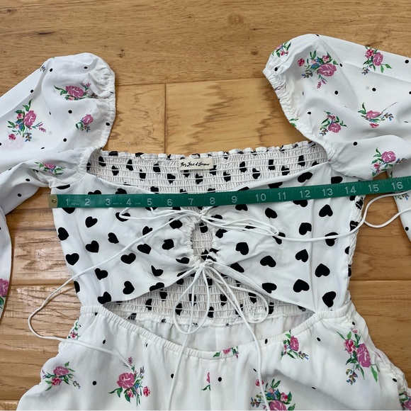 For Love and Lemons Dolly Romper Playsuit Floral Heart Print Size Medium - Picture 11 of 13